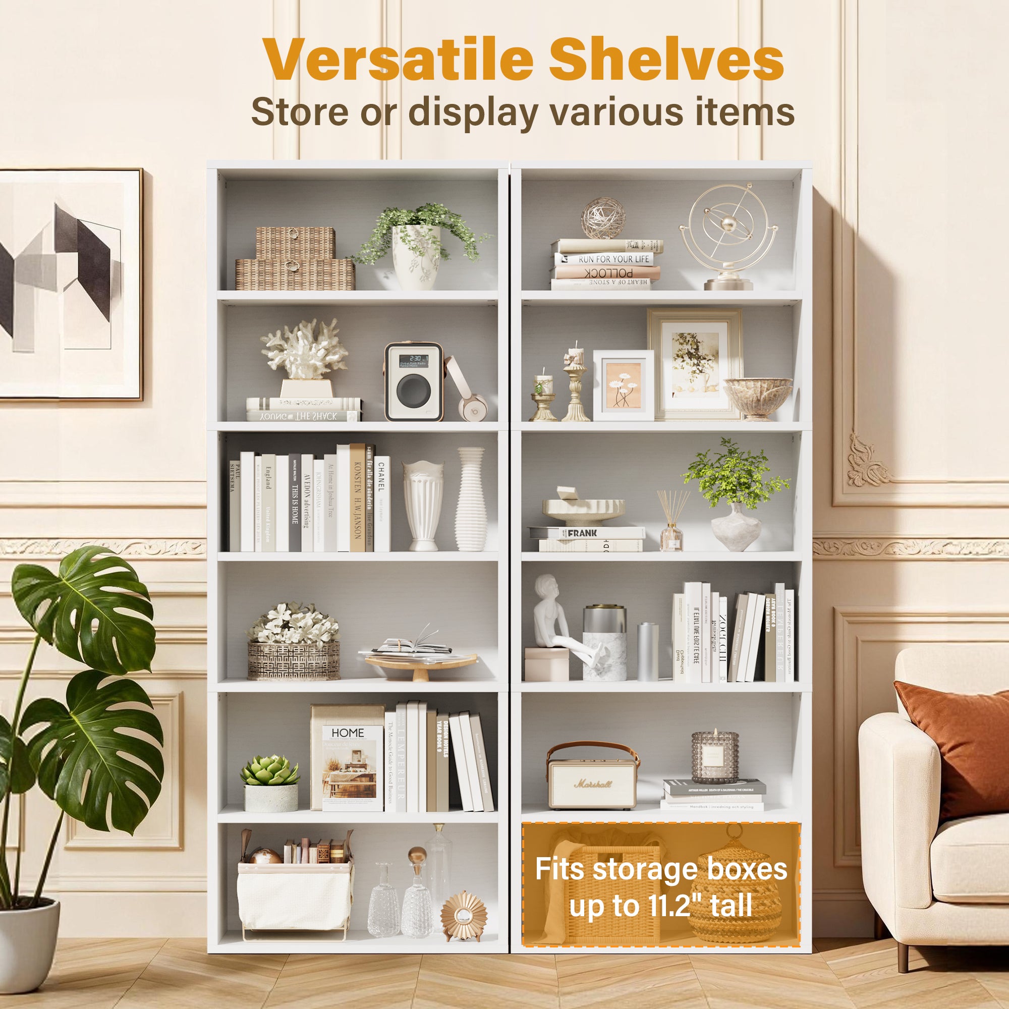 homall-bookcase-b-cherregal-wei-6-f-cher-eckregal-holz image 2