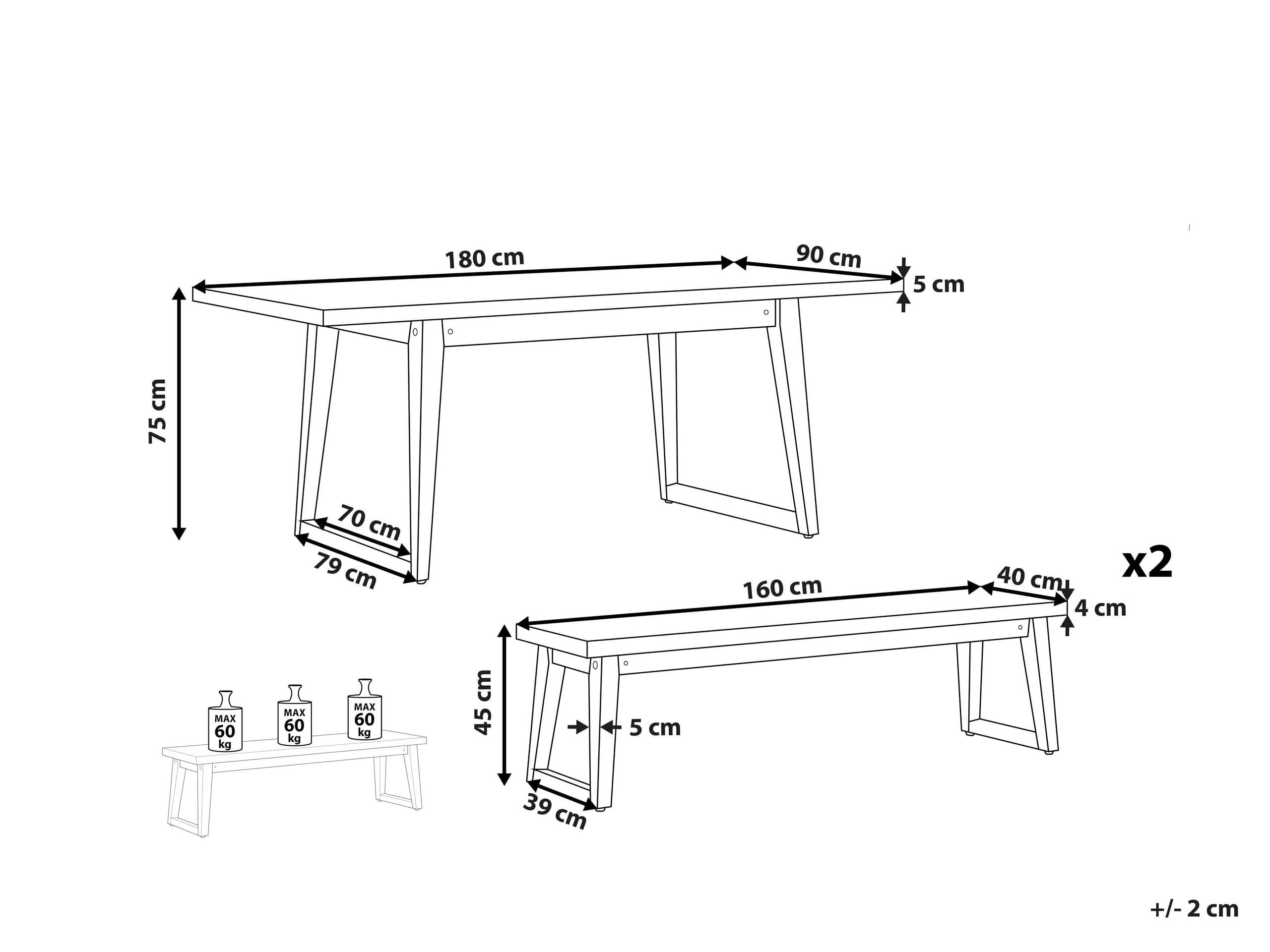 beliani-gartenset-180-cm-tisch-2-b-nke-betonoptik-grau image 3