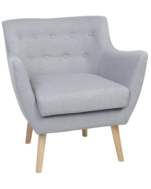 beliani-drammen-retro-sessel-grau-stoff-braune-holzbeine image 1
