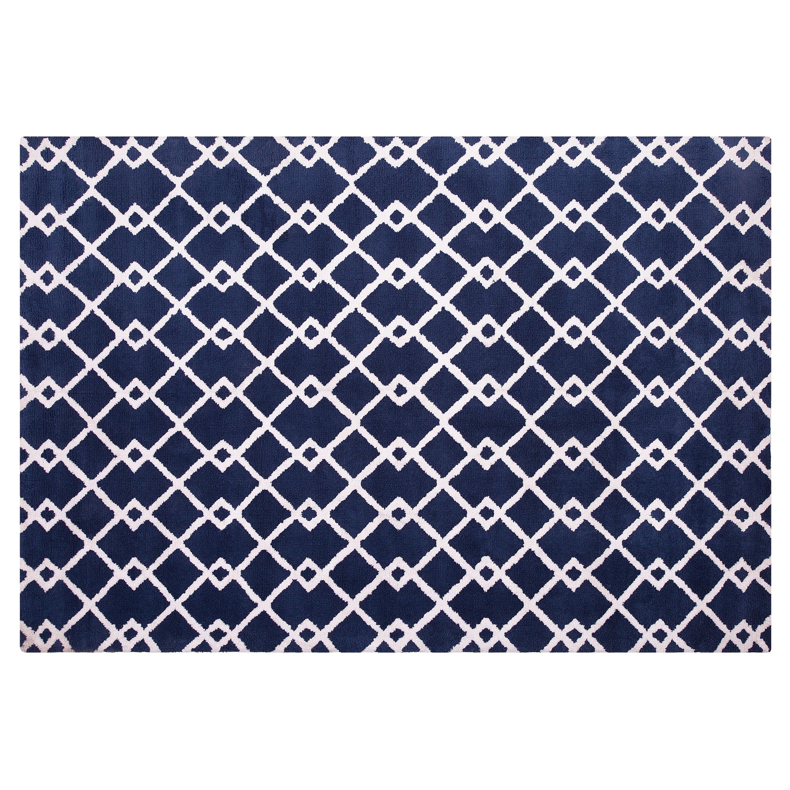 beliani-teppiche-serres-teppich-140x200-blau-geometrisch-kurzflor image 1