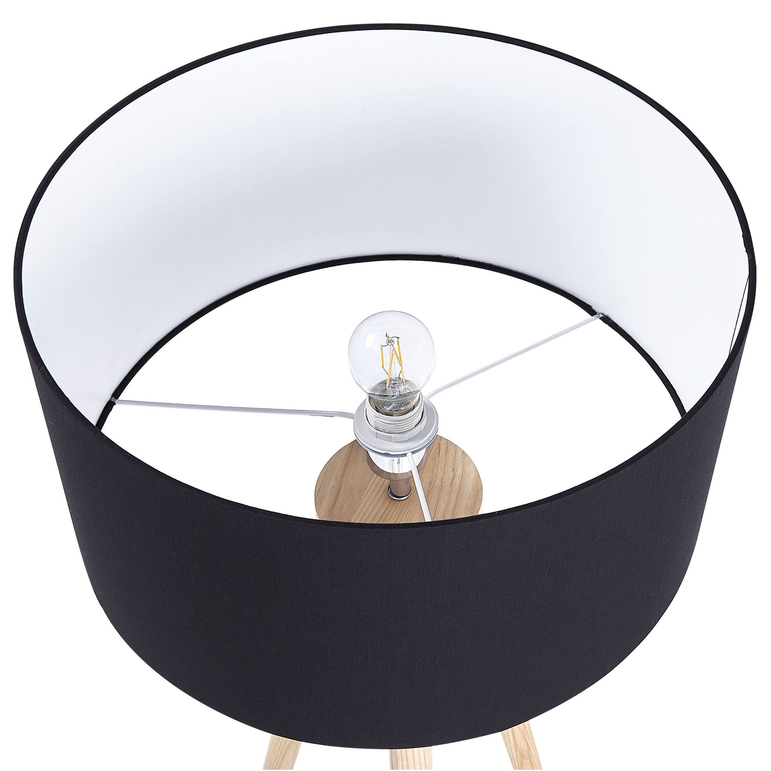 beliani-nitra-stehlampe-140-cm-schwarz-holz-trommelschirm image 6