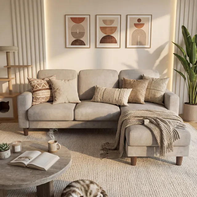 homall-sofa-cloud-sectional-3-sitzer-l-form-grau-cord-mit-hocker image 1