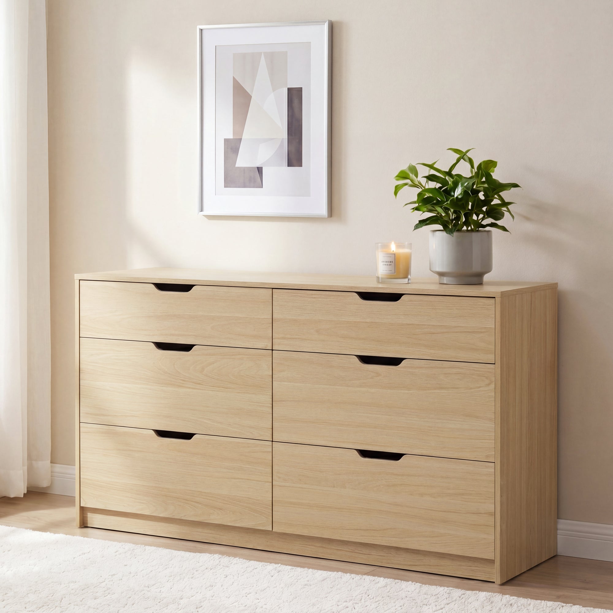 homall-bedroom-kommode-6-schubladen-wei-grifflos-holz image 4