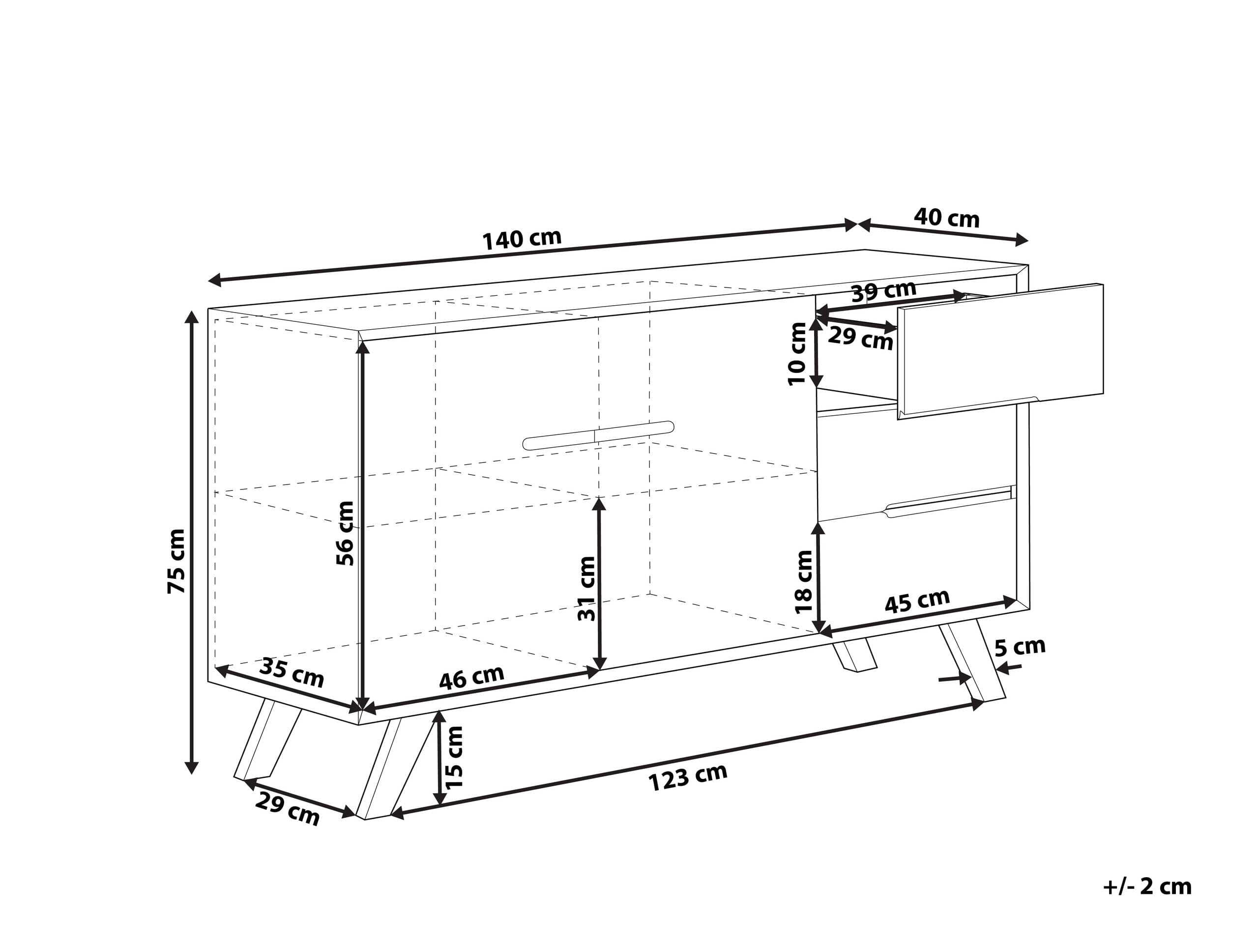 beliani-forester-sideboard-wei-holz-140cm-2-t-ren-3-schubl image 3