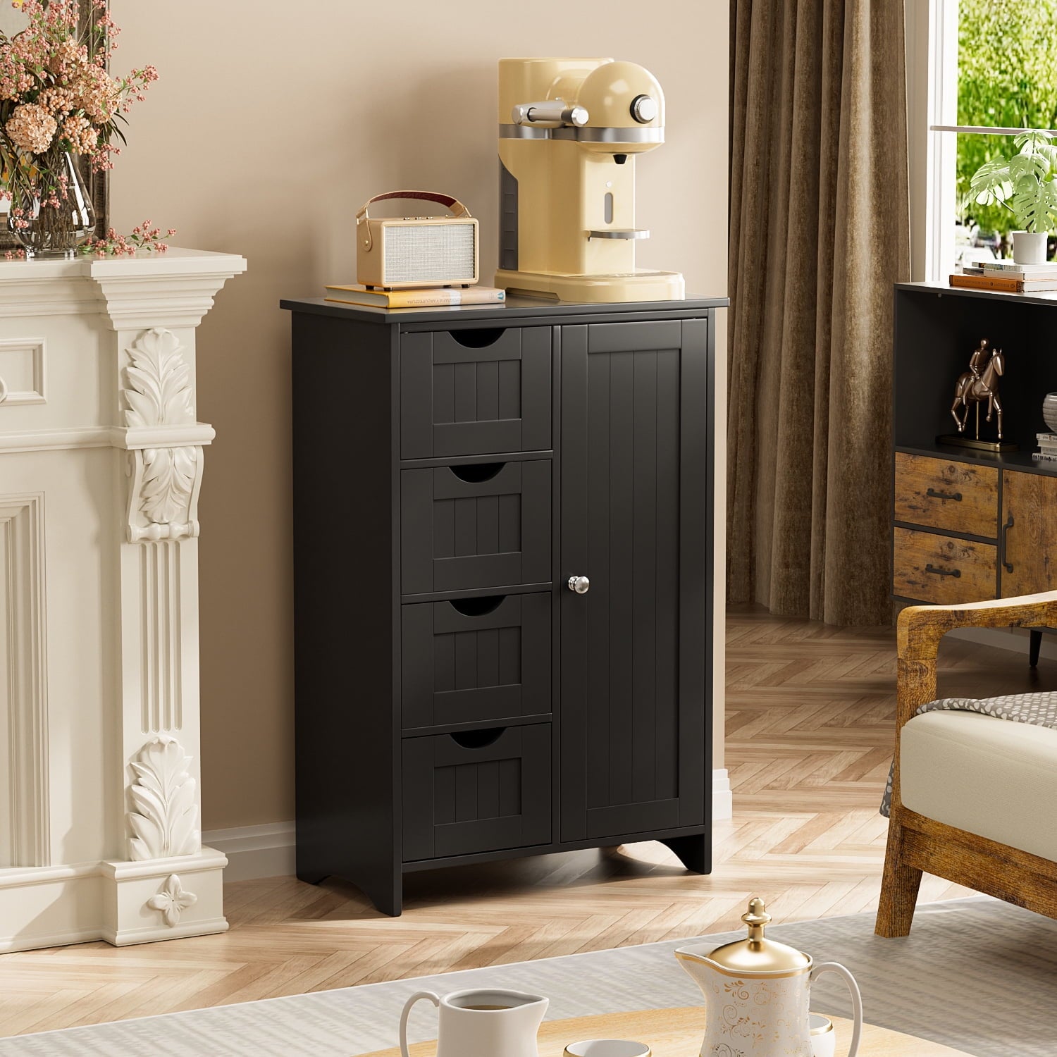 homall-shelf-badezimmerschrank-mit-4-schubladen-badschrank-wei-wasserfest image 3