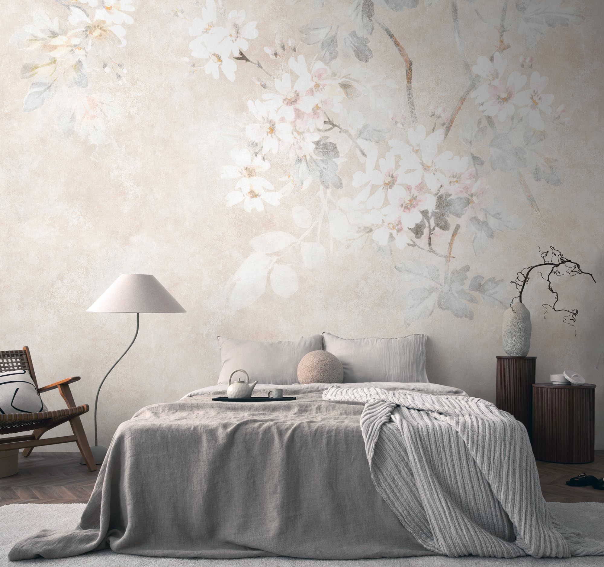 livingwalls-fototapete-blumen-beige-creme-grau-3-71x2-80m image 2