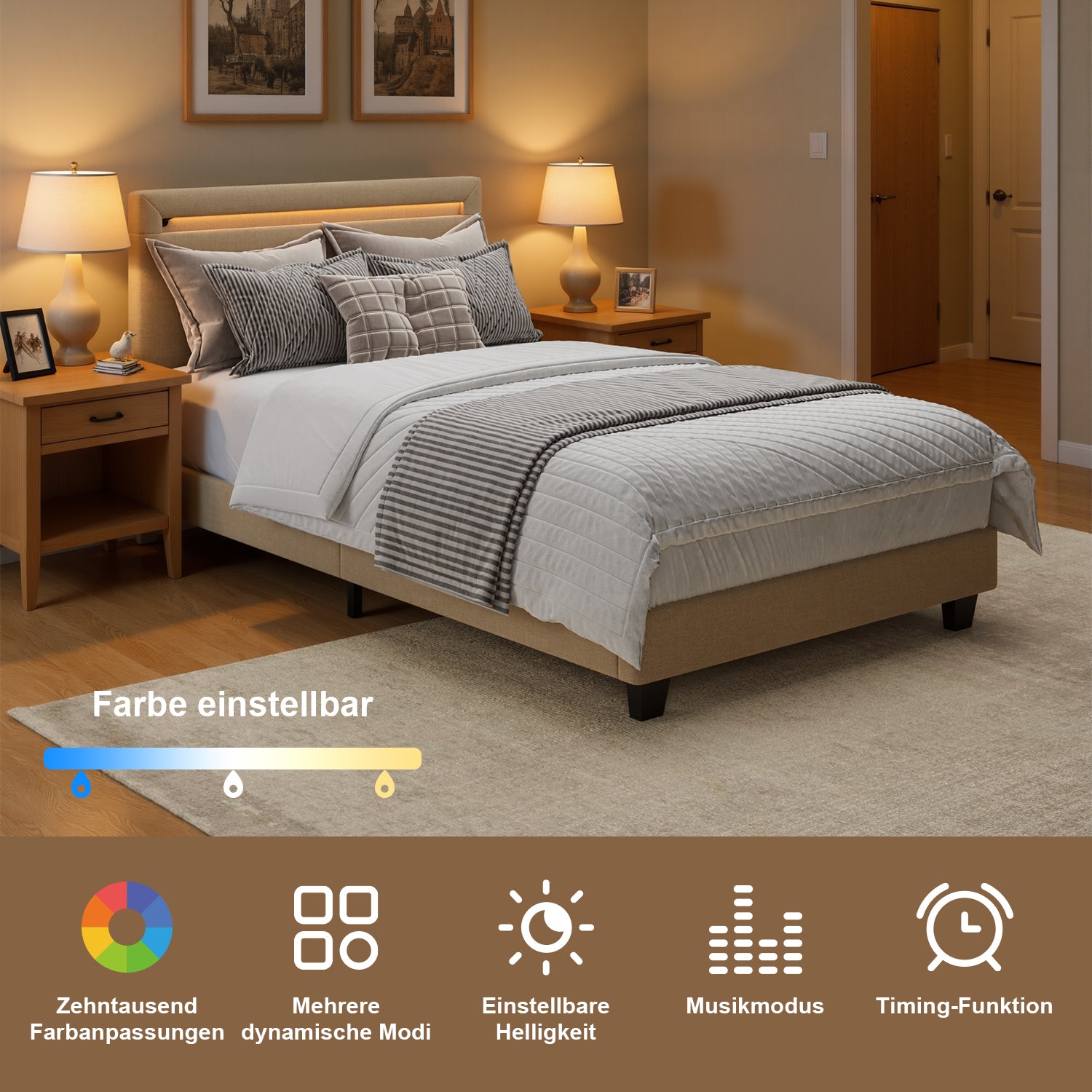 bealife-bf27-einzelbett-90x200-metall-led-beige image 4