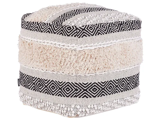 beliani-kanam-pouf-50x50-cremewei-baumwolle-boho image 1