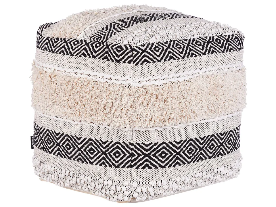 beliani-kanam-pouf-50x50-cremewei-baumwolle-boho image 1
