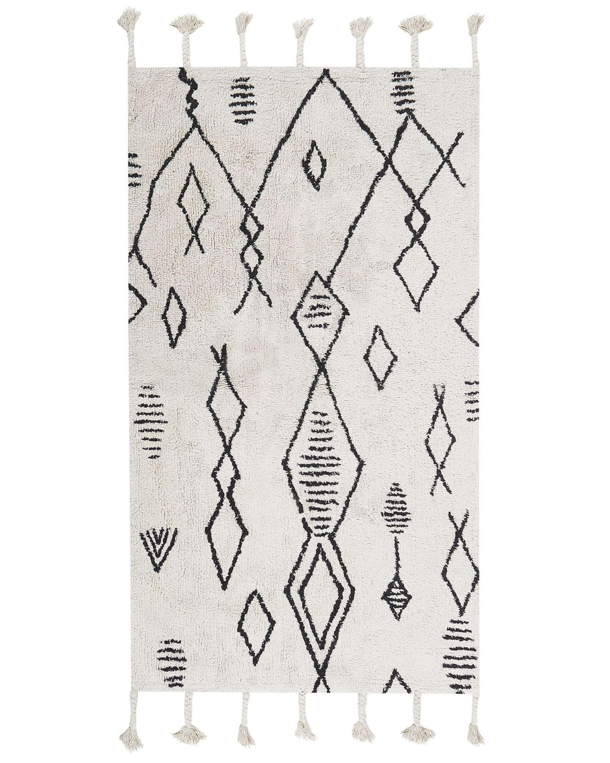 beliani-kebir-teppich-80x150-wei-schwarz-boho-baumwolle image 1