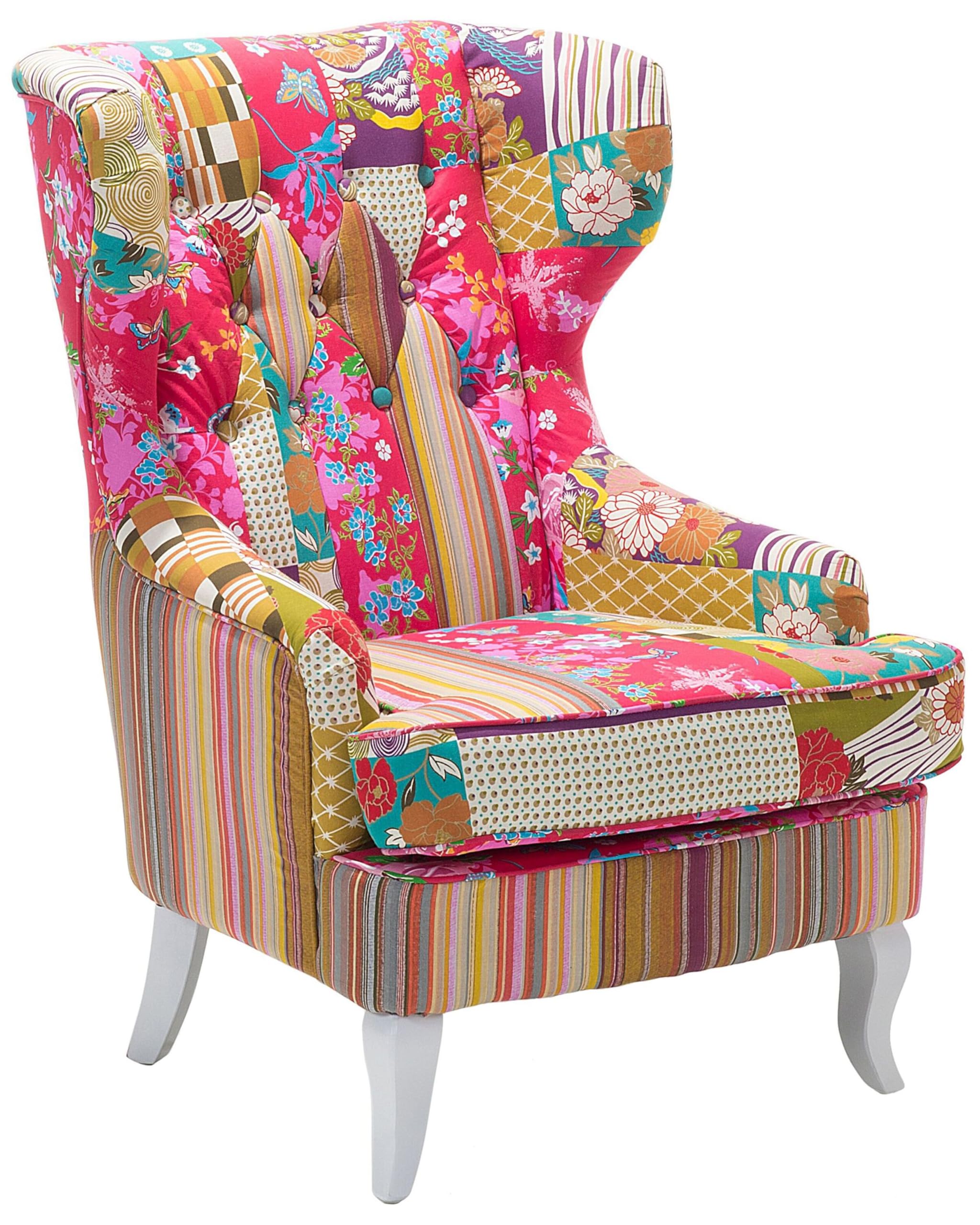 beliani-molde-ohrensessel-patchwork-fuchsia-stoff-holzbeine image 1