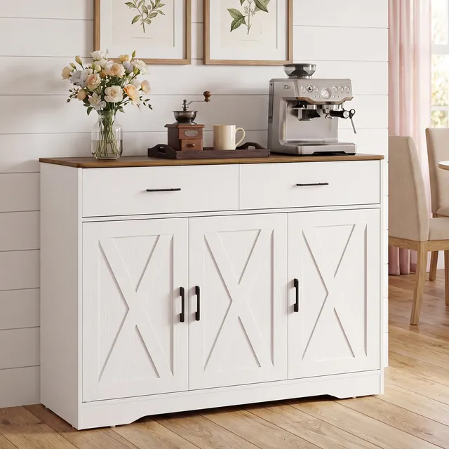 homall-shelf-kaffeebar-sideboard-wei-2-schubladen-3-t-ren image 1