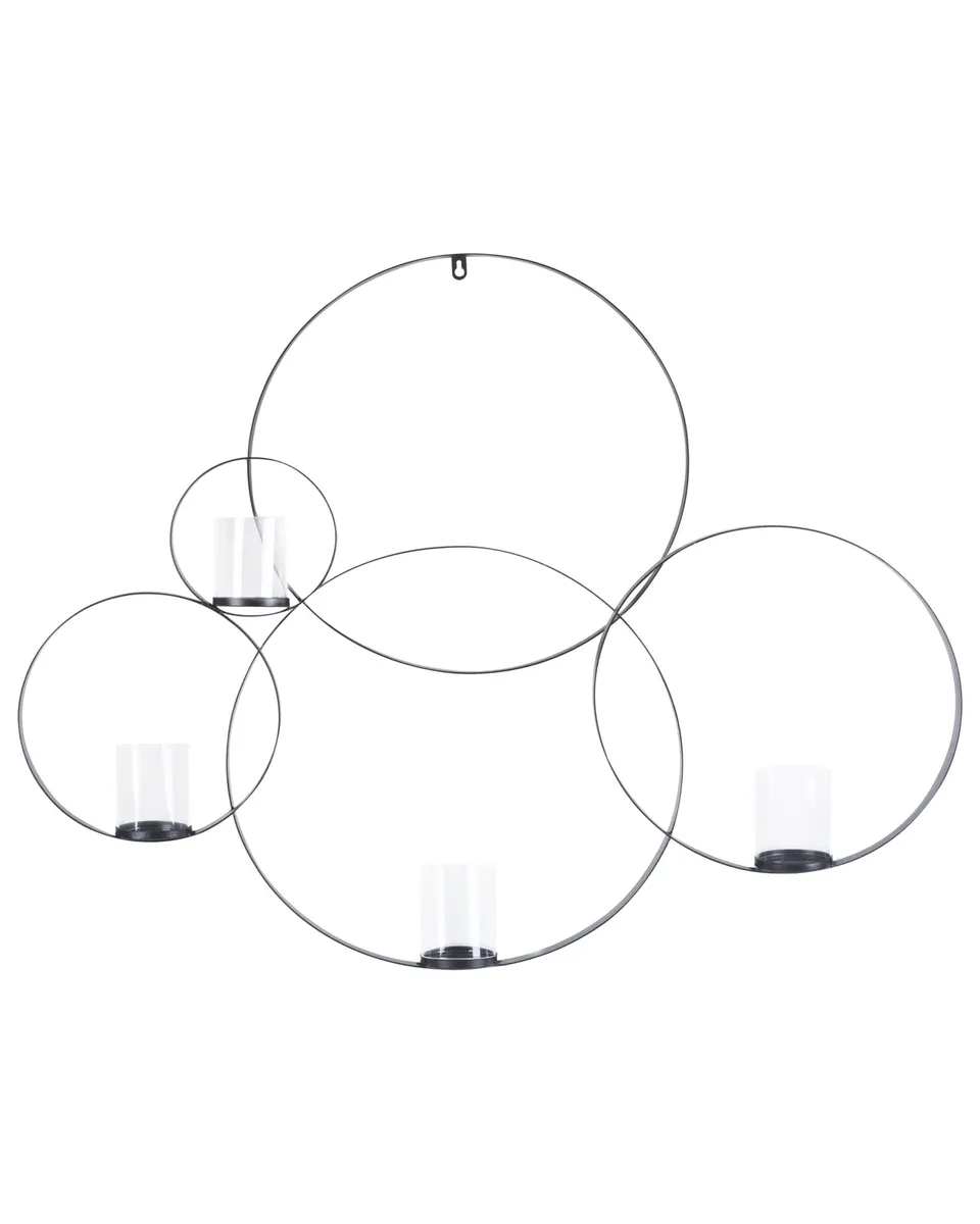 beliani-buru-wandkerzenhalter-schwarz-4-flammig-metall-glas image 1