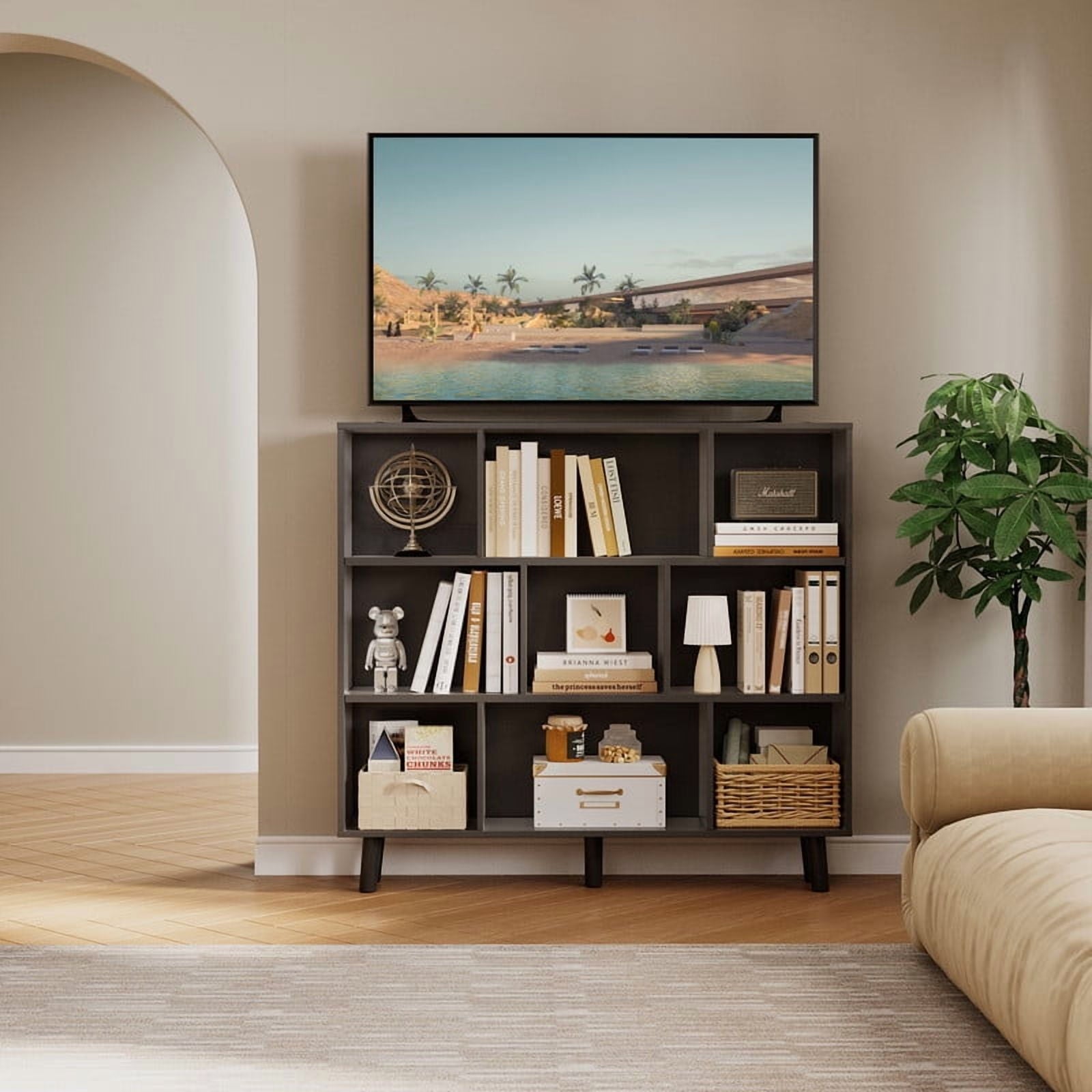 homall-bookcase-w-rfelregal-wei-3-f-cher-mit-beinen image 8