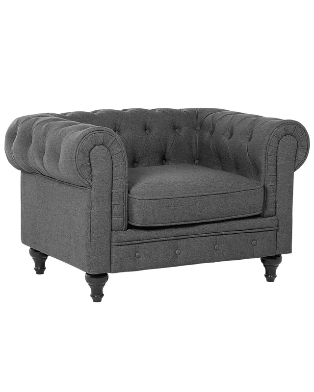 beliani-chesterfield-sessel-grau-polstersessel-stoff-knopfheftung image 1