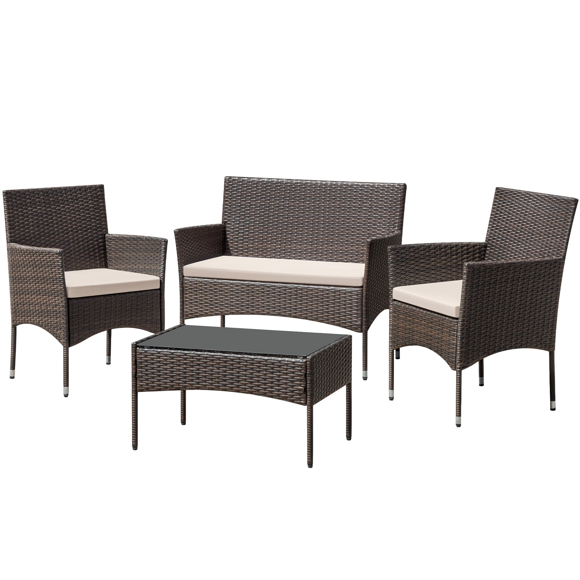 homall-patio-furniture-lounge-set-4tlg-schwarz-rattan image 3