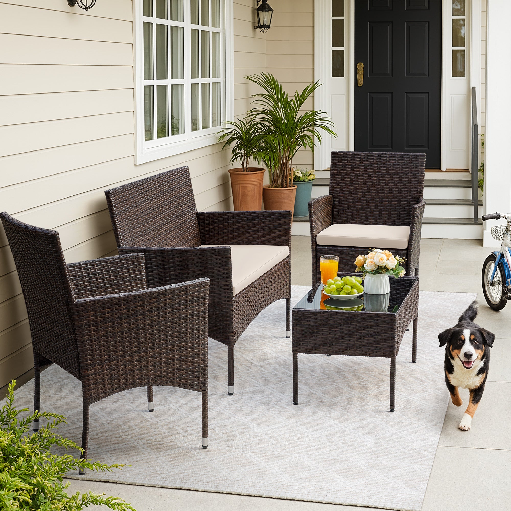 homall-patio-furniture-lounge-set-4tlg-schwarz-rattan image 6