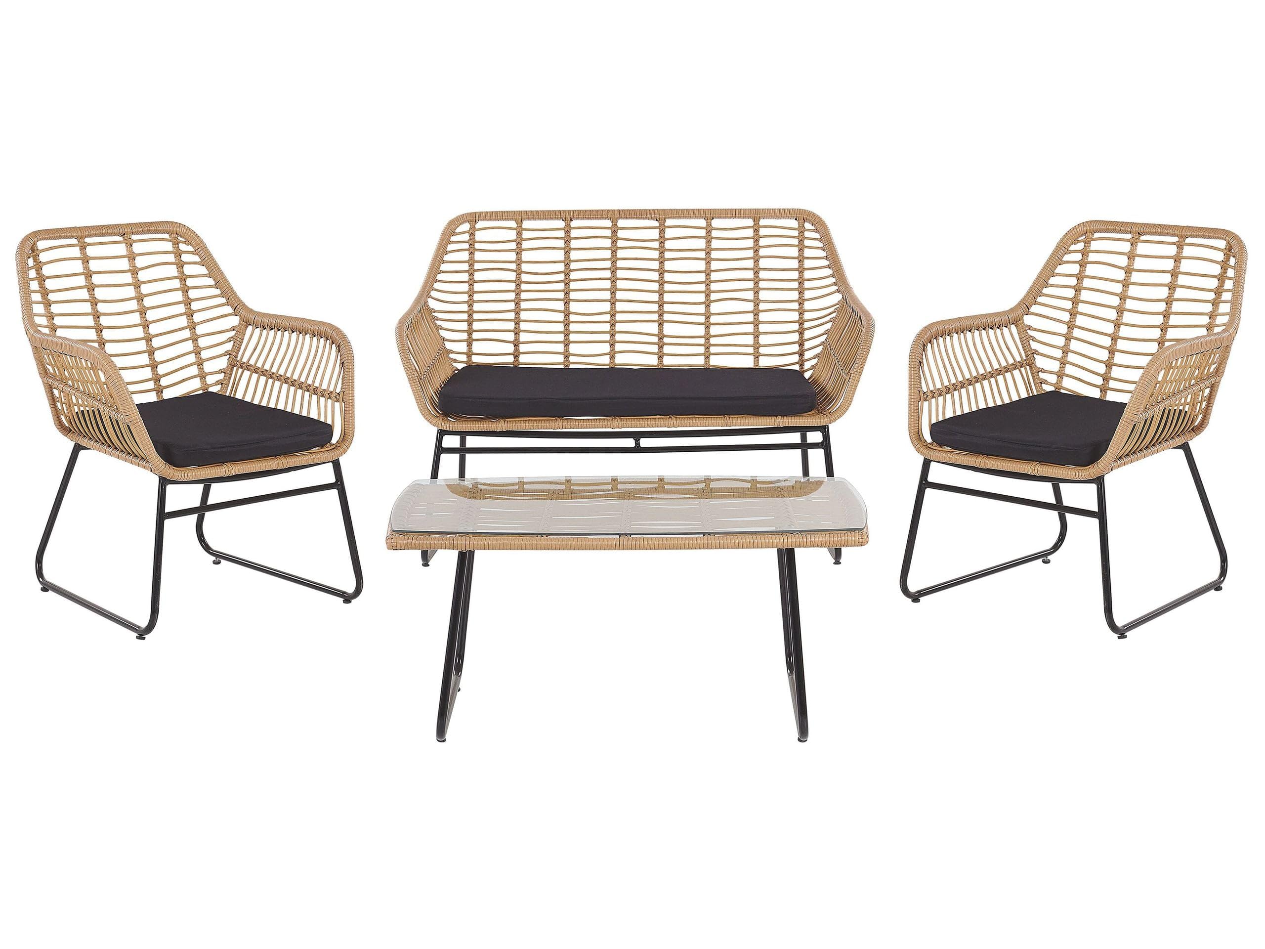 beliani-minori-gartenm-bel-set-rattan-4-teilig-natur-schwarz image 1
