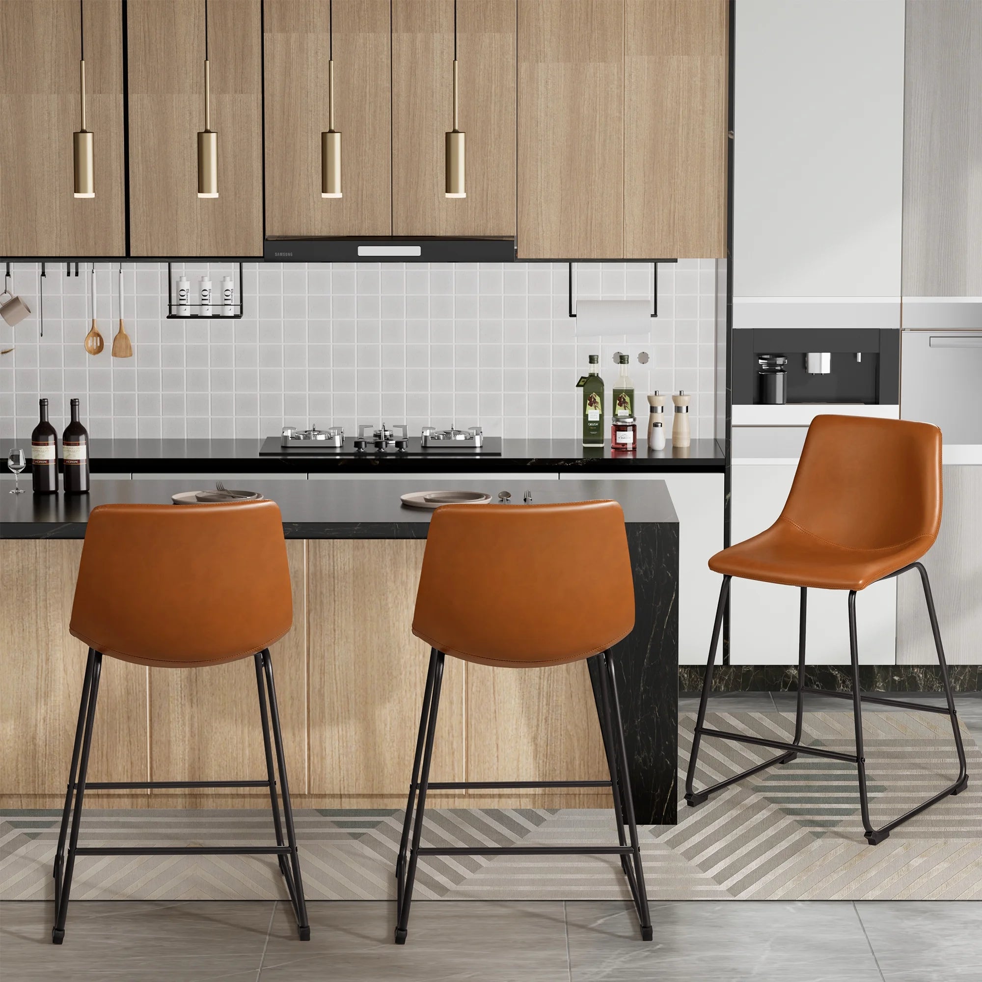 homall-bar-stool-barhocker-2er-set-schwarz-mit-lehne-2 image 3