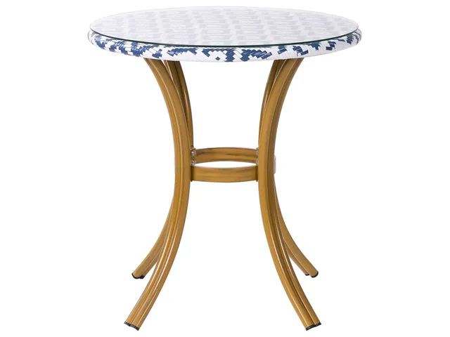 beliani-rifreddo-gartentisch-rund-rattan-blau-wei-glas image 1
