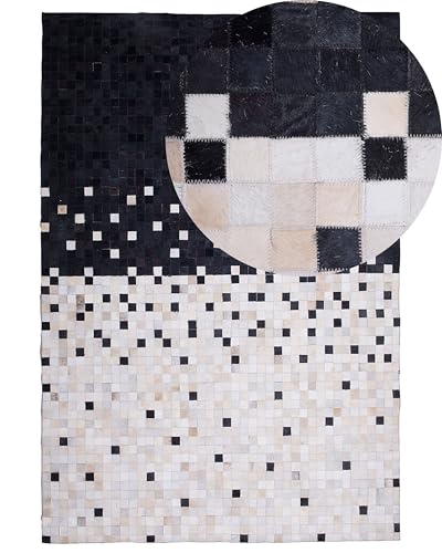 beliani-erfelek-teppich-160x230-beige-schwarz-leder-modern image 8