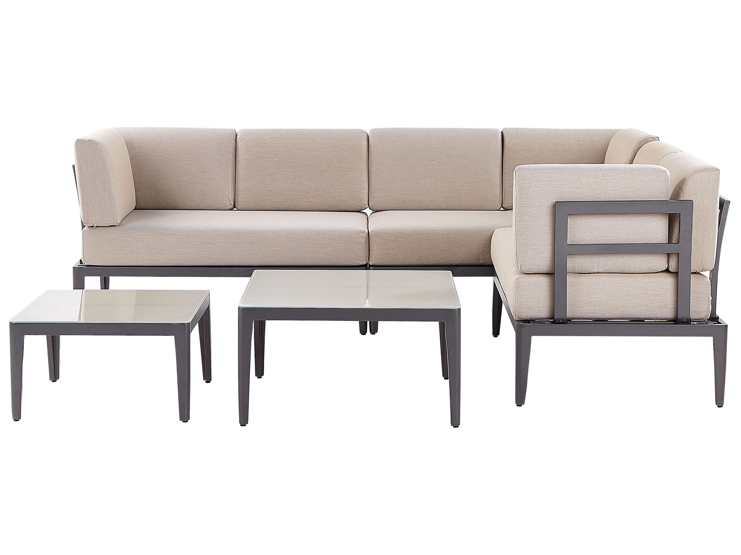beliani-rima-iii-lounge-set-aluminium-grau-beige-6-personen image 1