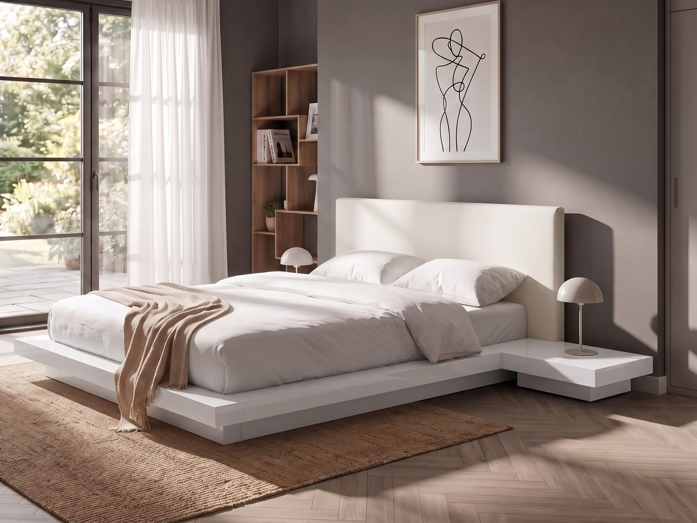 beliani-zen-bett-wei-160x200-japanisch-mit-nachttischen image 2