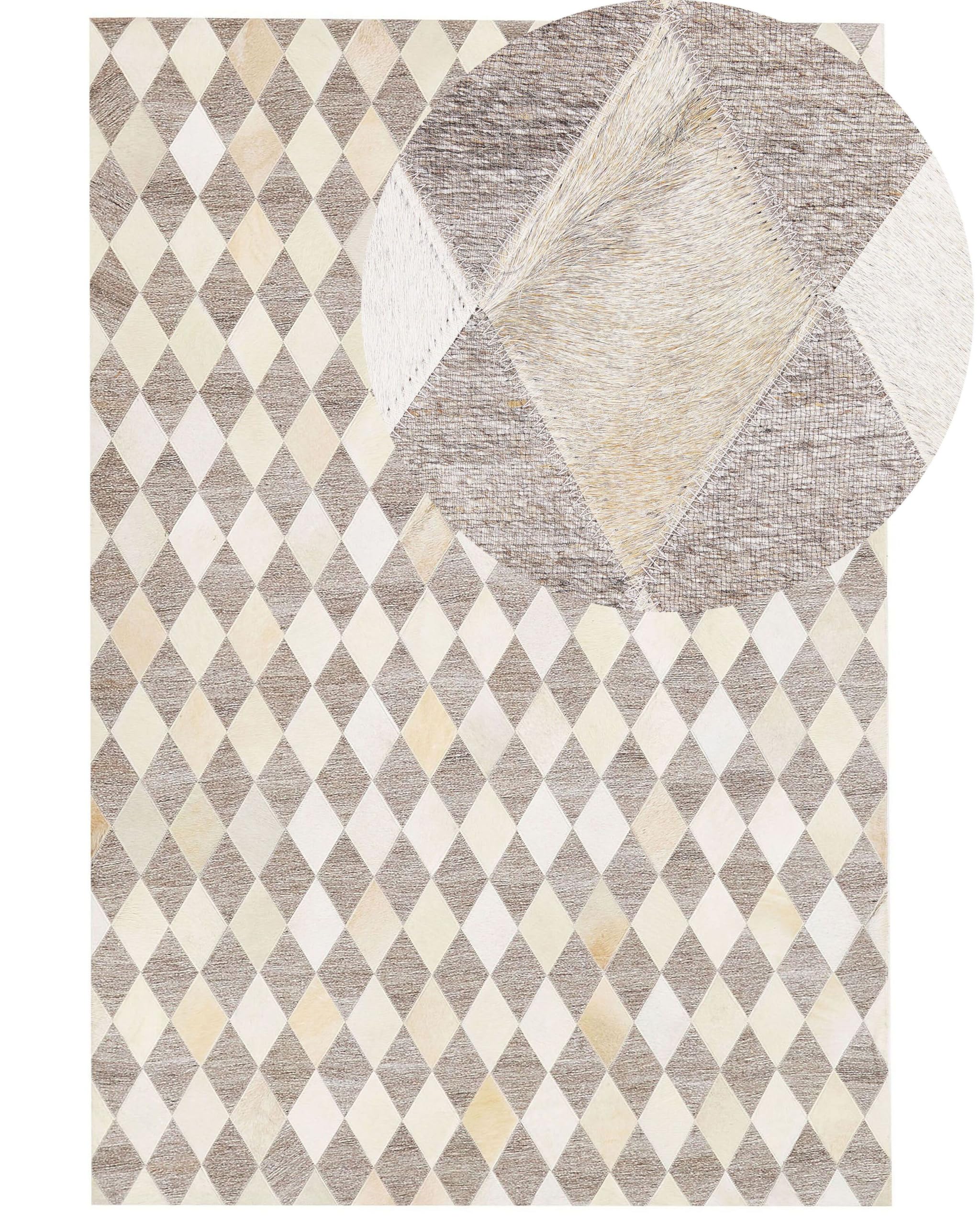 beliani-seslice-lederteppich-160x230-cm-beige-braun-karo image 8