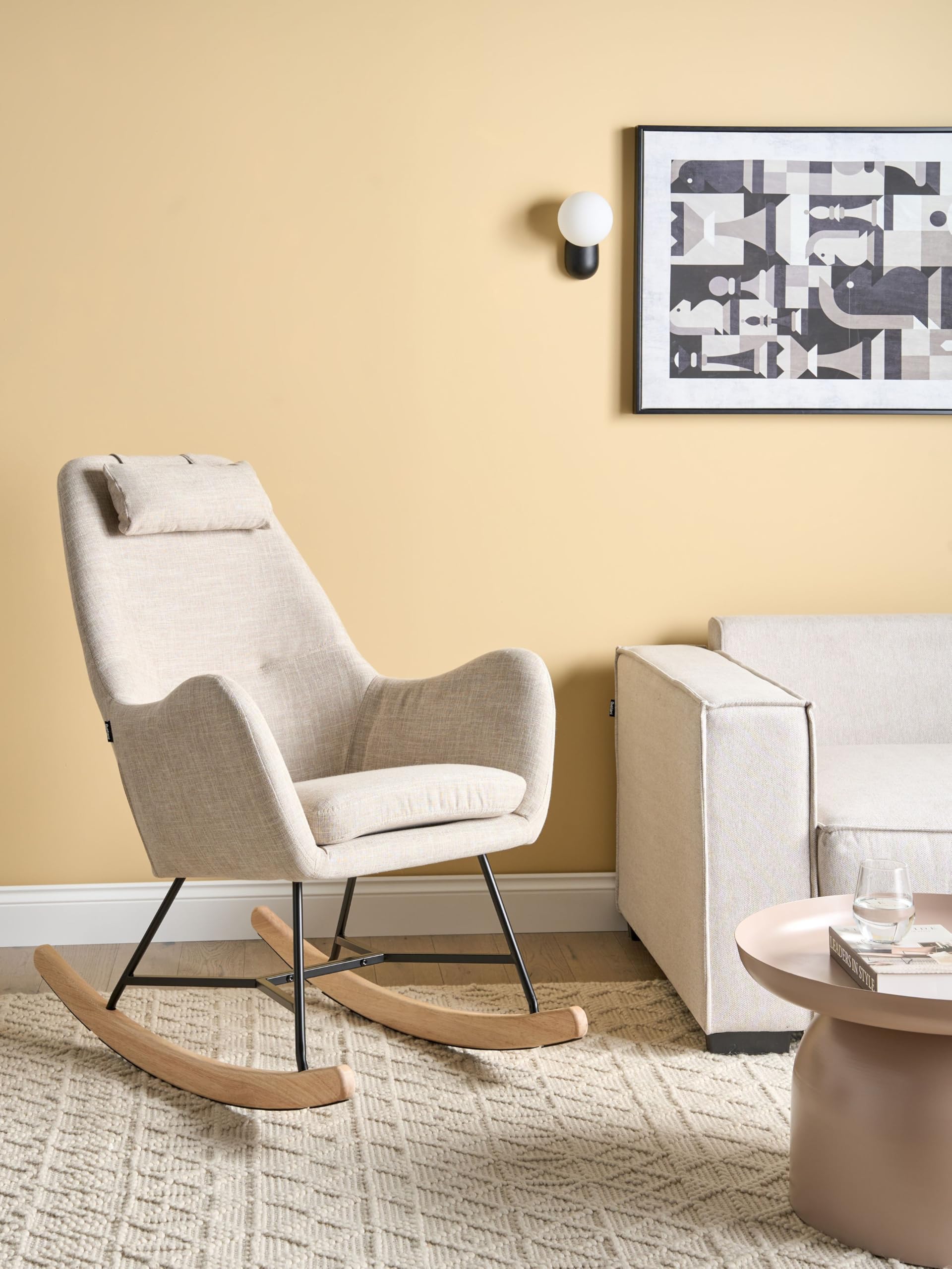 beliani-arrie-schaukelsessel-stoff-hellbeige-mit-kopfst-tze image 2