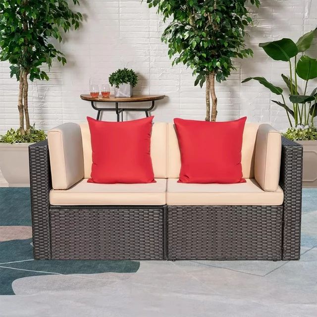 homall-patio-furniture-loveseat-gartensofa-rattan-beige image 2