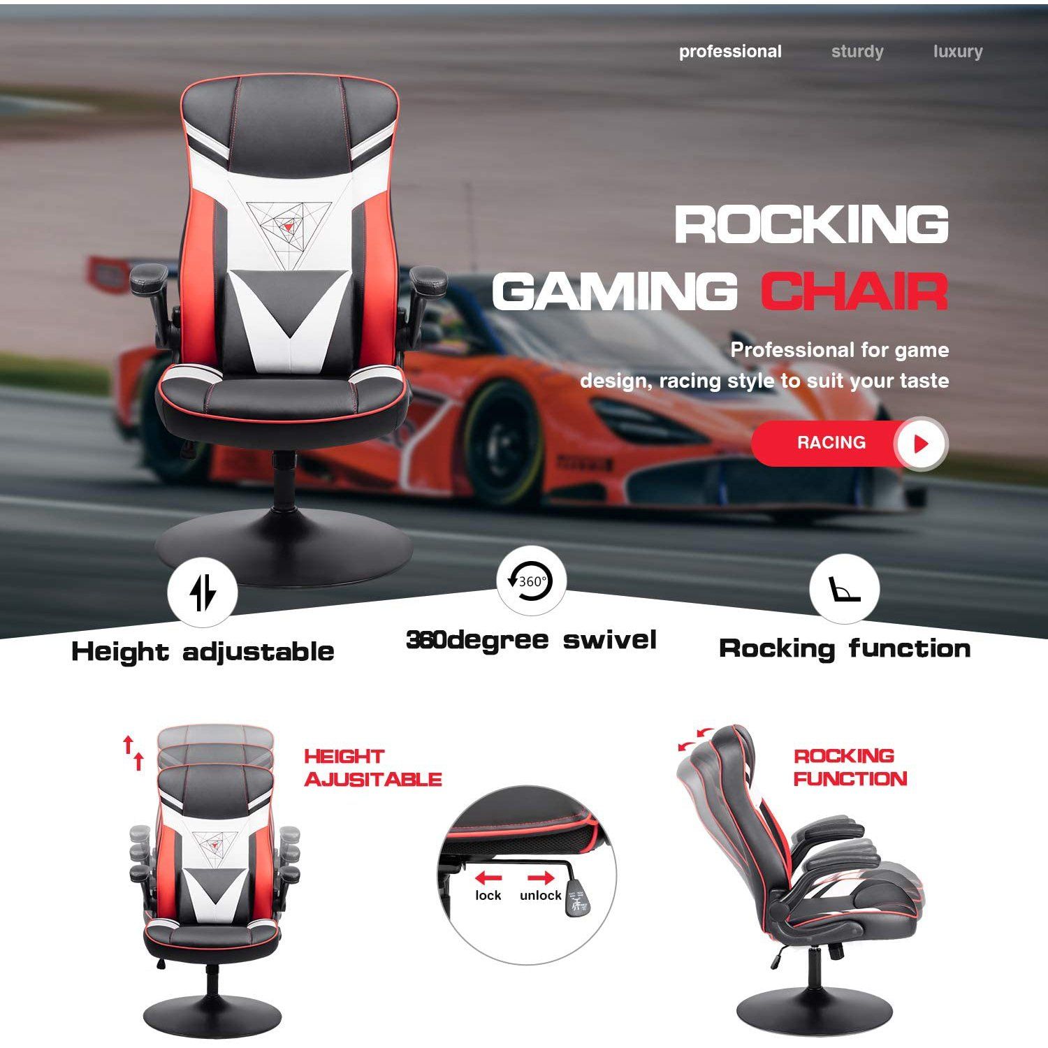 homall-gaming-chair-gaming-stuhl-wei-schaukel-kunstleder image 2