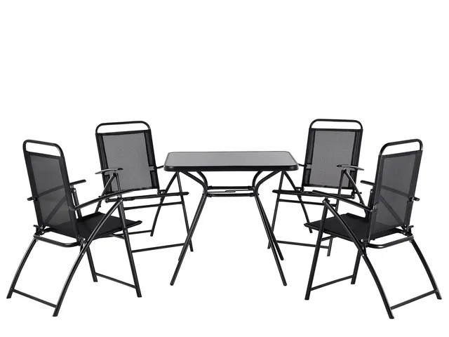 beliani-livo-gartenm-bel-set-5-tlg-schwarz-stahl-glas image 1