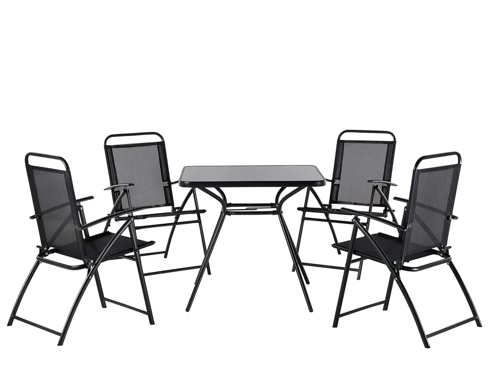 beliani-livo-gartenm-bel-set-5-tlg-schwarz-stahl-glas image 1