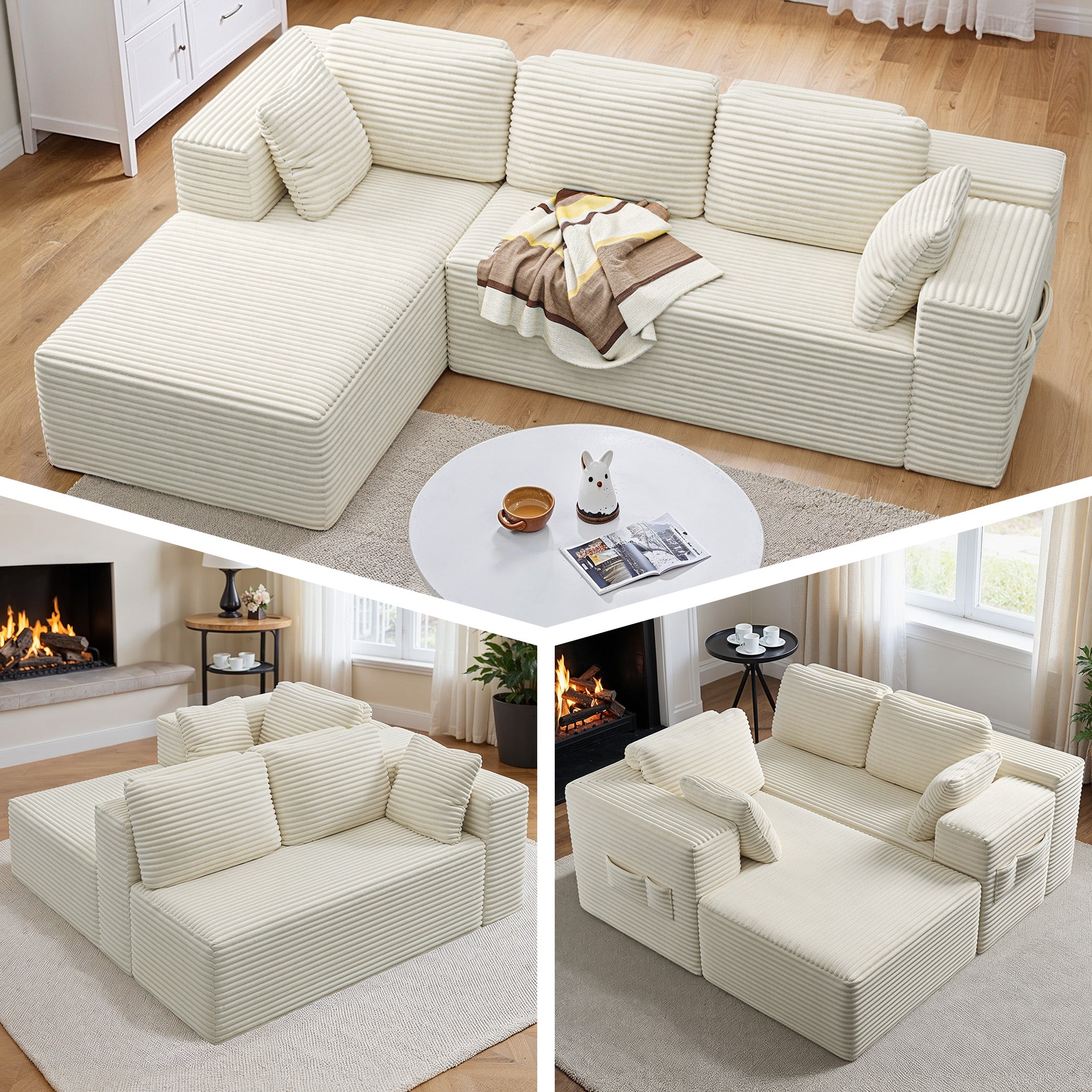 bealife-ar35-ecksofa-cord-wei-4-sitzer-recamiere image 5