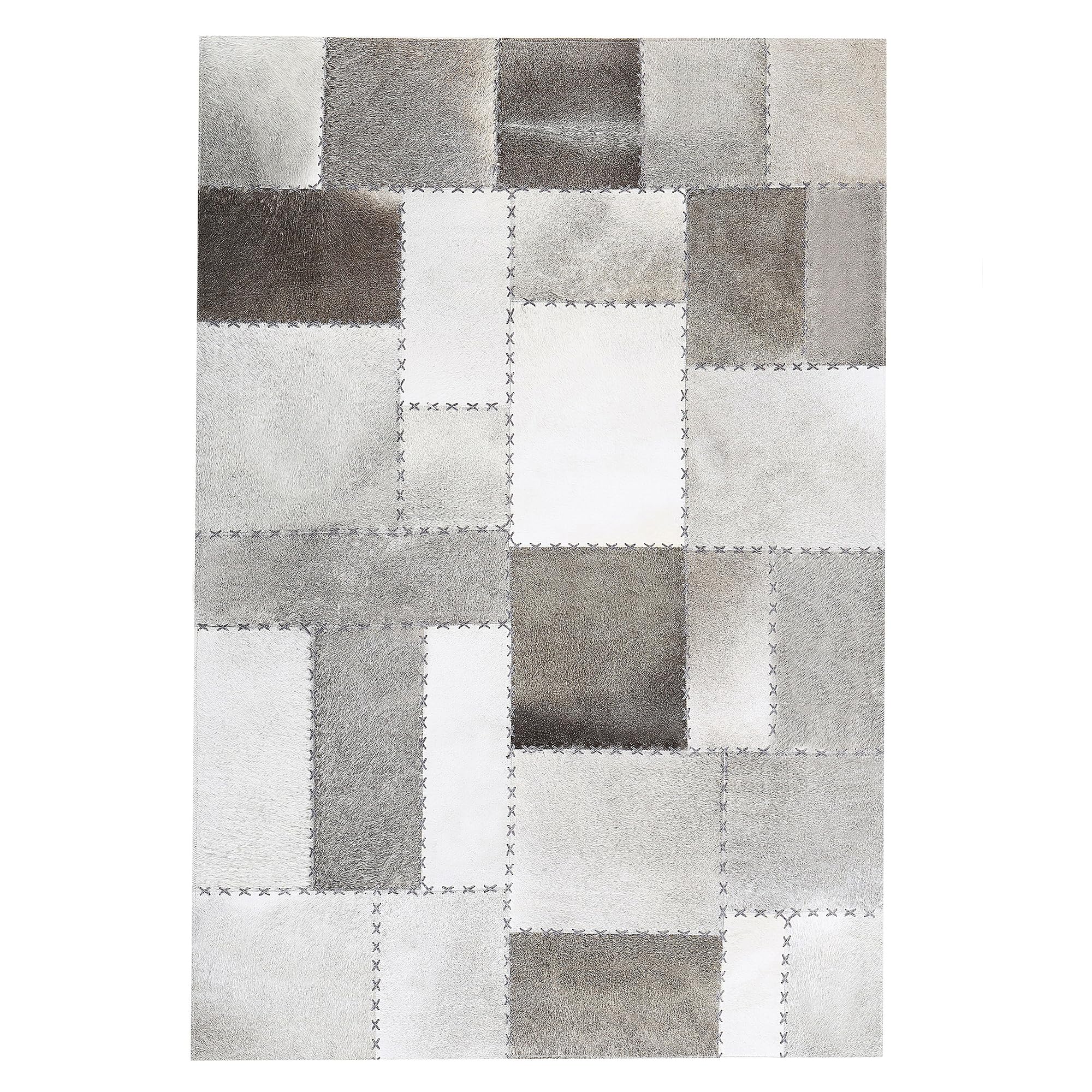 beliani-teppiche-pervari-lederteppich-140x200-taupe-braun-patchwork image 4