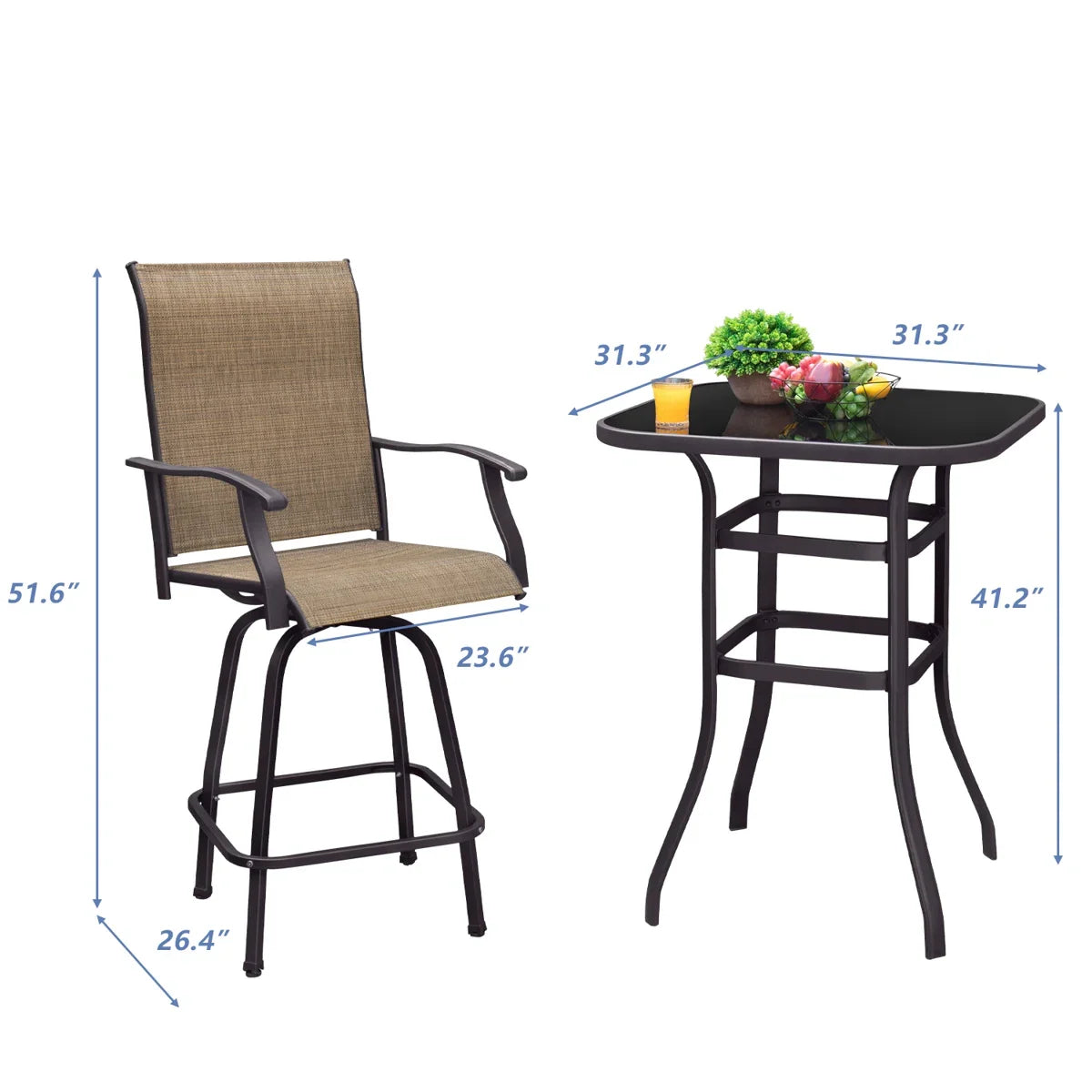 homall-bar-set-3-tlg-beige-glastisch-textilene-balkon image 5
