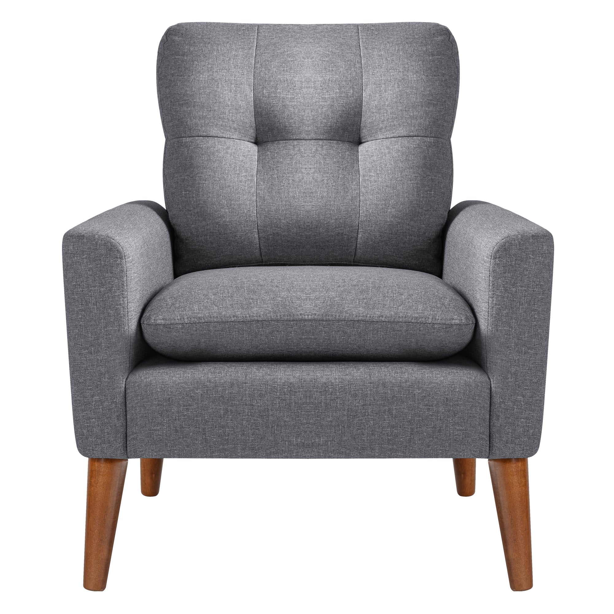 homall-accent-chair-polstersessel-stoff-grau-mit-holzbeinen image 1