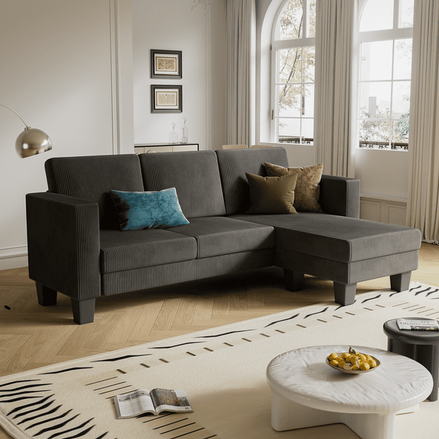 homall-accent-chair-samtsessel-grau-l-form-umwandelbar image 4
