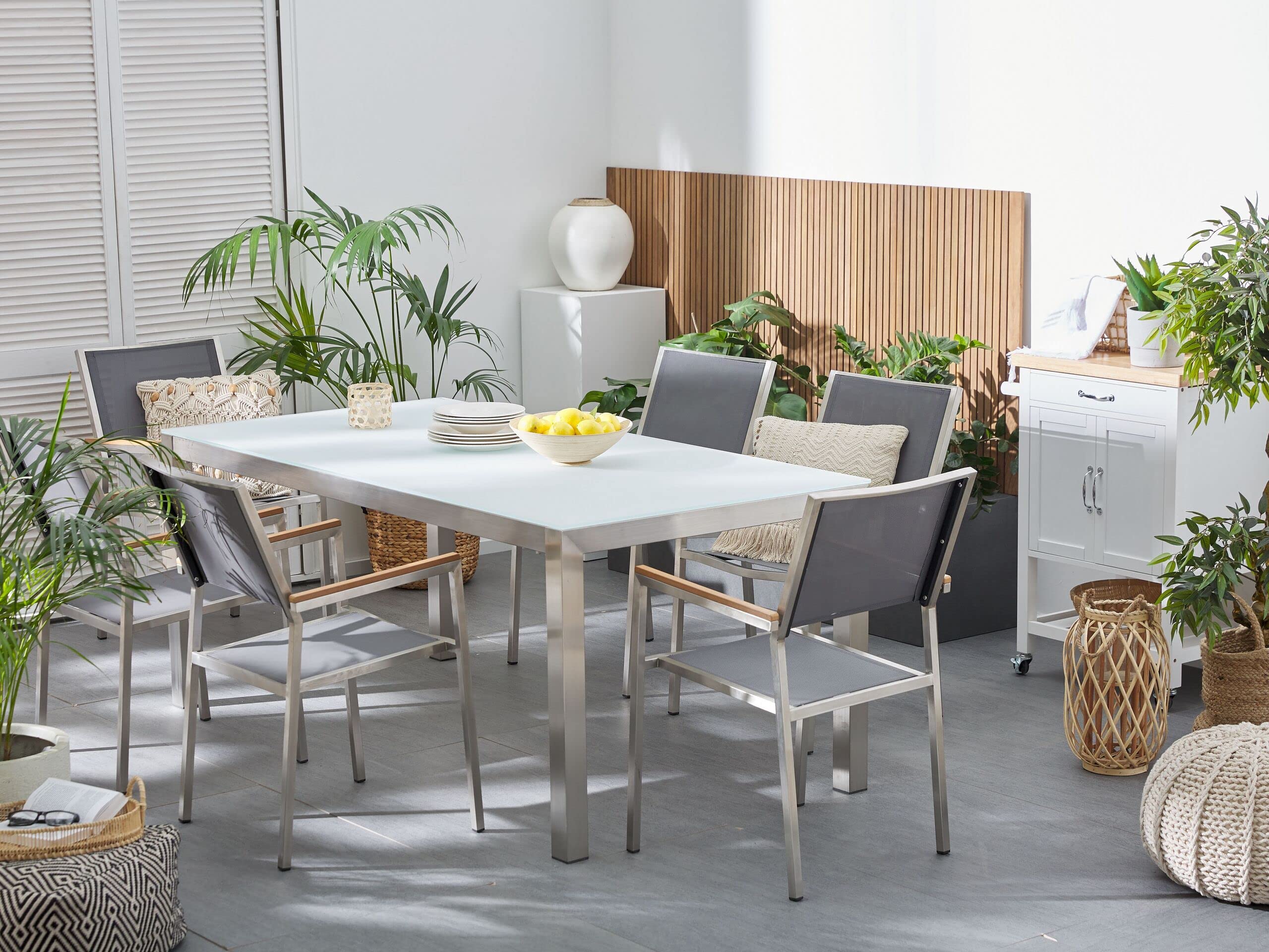 beliani-grosseto-set-180-cm-glastisch-wei-mit-6-st-hlen-grau image 2