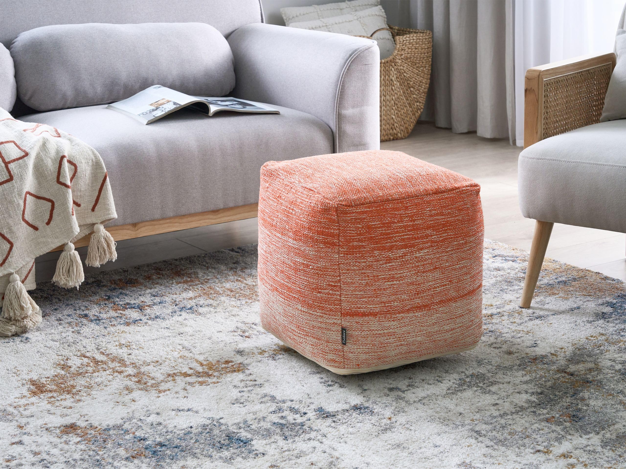 beliani-hirri-sitzpouf-40x40-orange-baumwolle-gestreift image 2