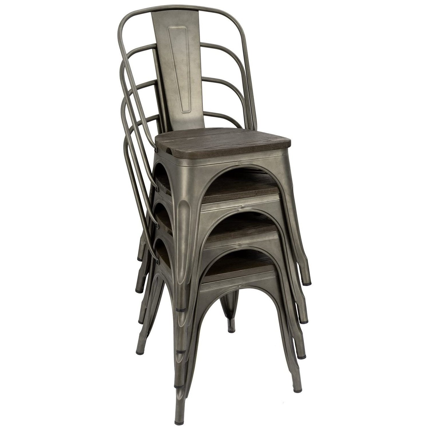 homall-metal-chair-metallstuhl-4er-set-schwarz-gold-stapelbar image 6