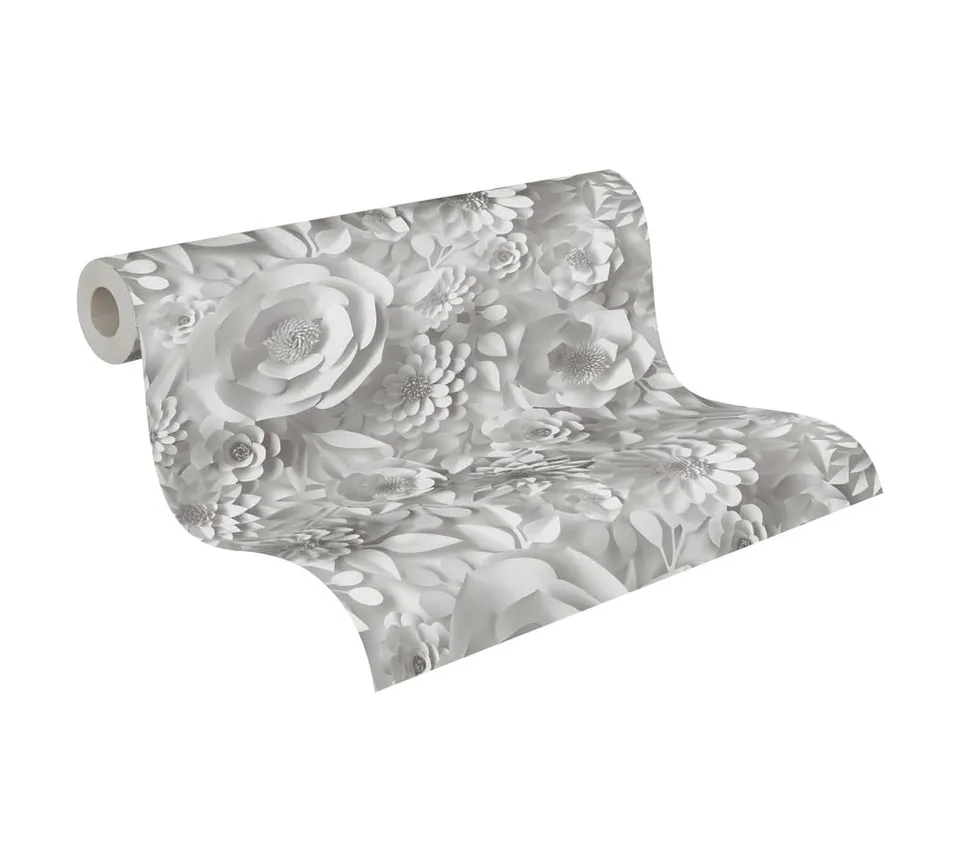 a-s-cr-ation-blumen-vliestapete-wei-grau-3d-optik-10-05m image 1