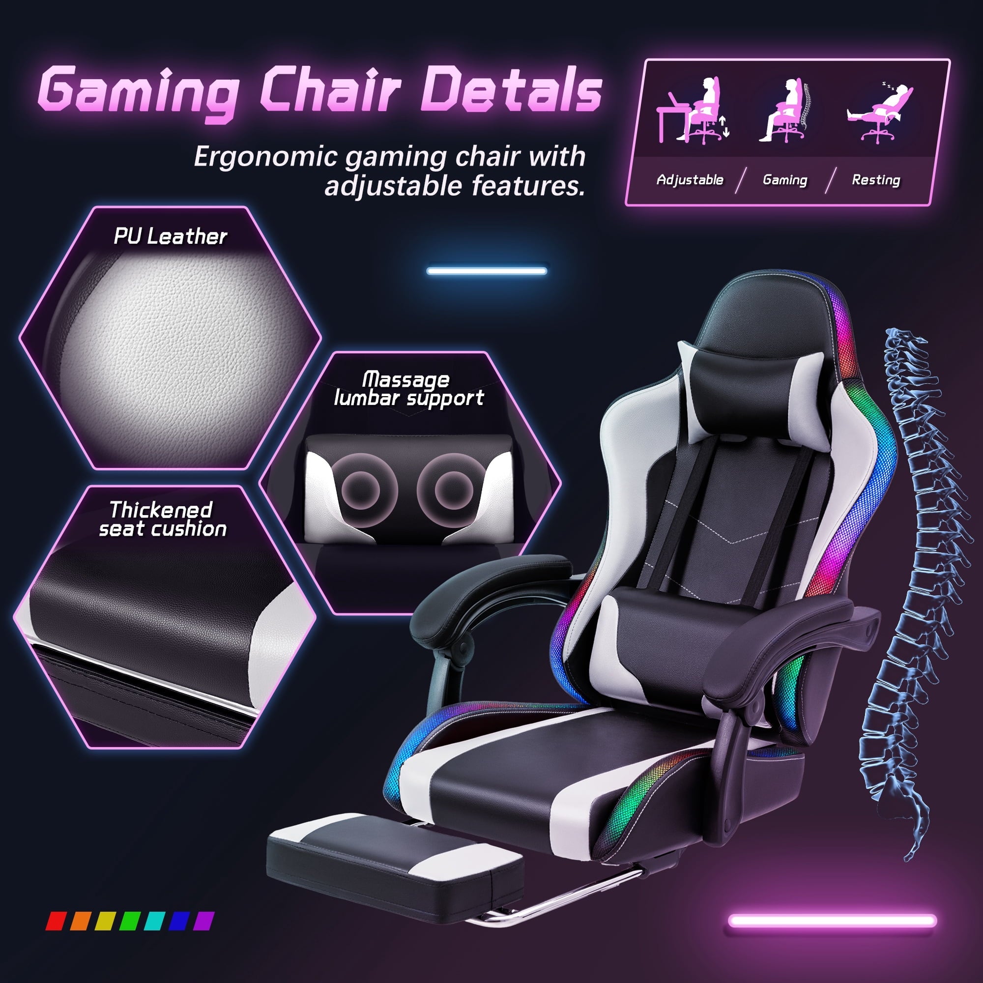 homall-gaming-desk-rgb-gaming-tisch-set-schwarz-mit-stuhl image 2
