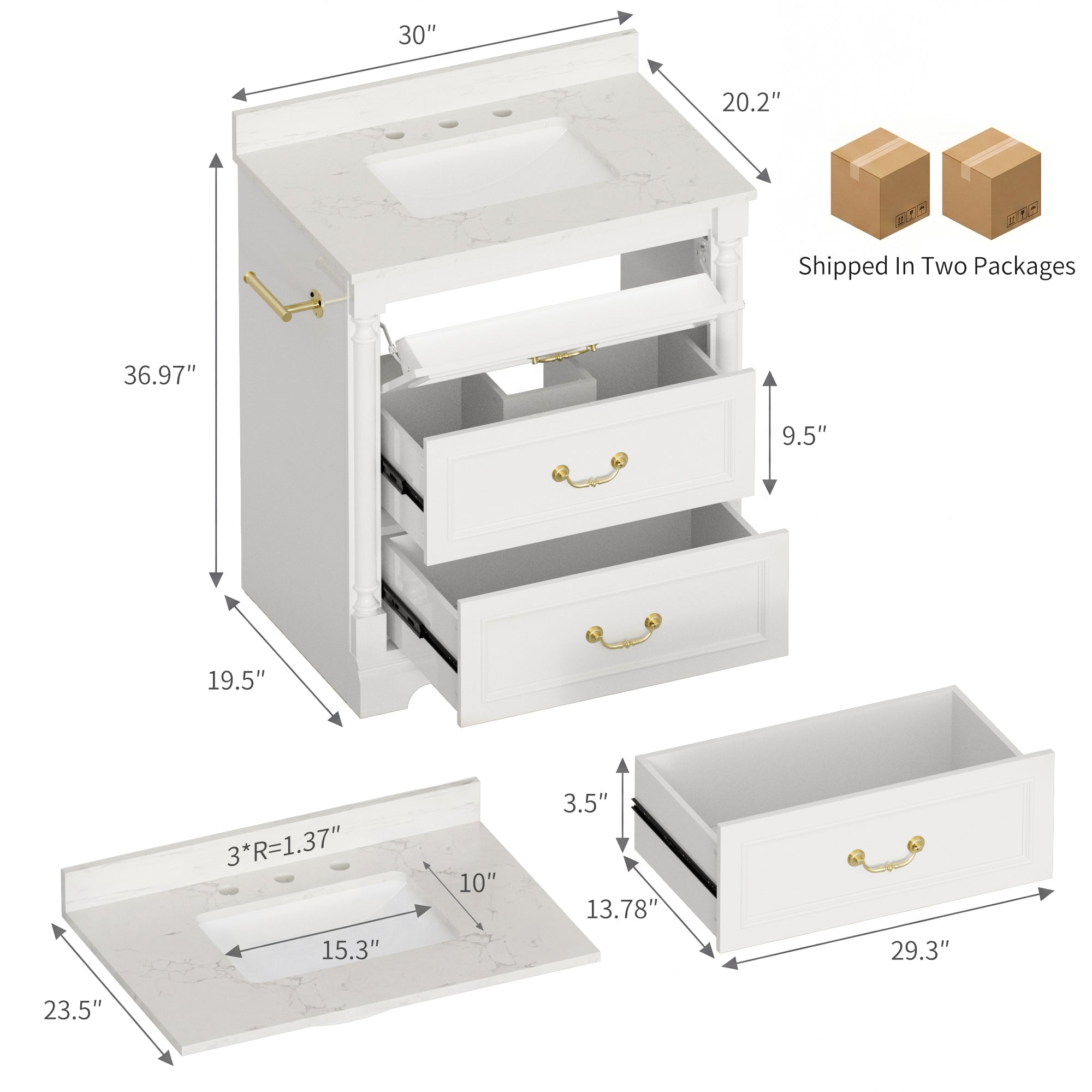 homall-bedroom-waschtisch-75cm-wei-keramik-3-schubladen image 5