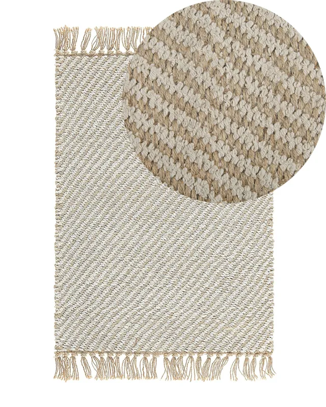 beliani-aladag-teppich-beige-50x80-cm-mit-fransen image 1