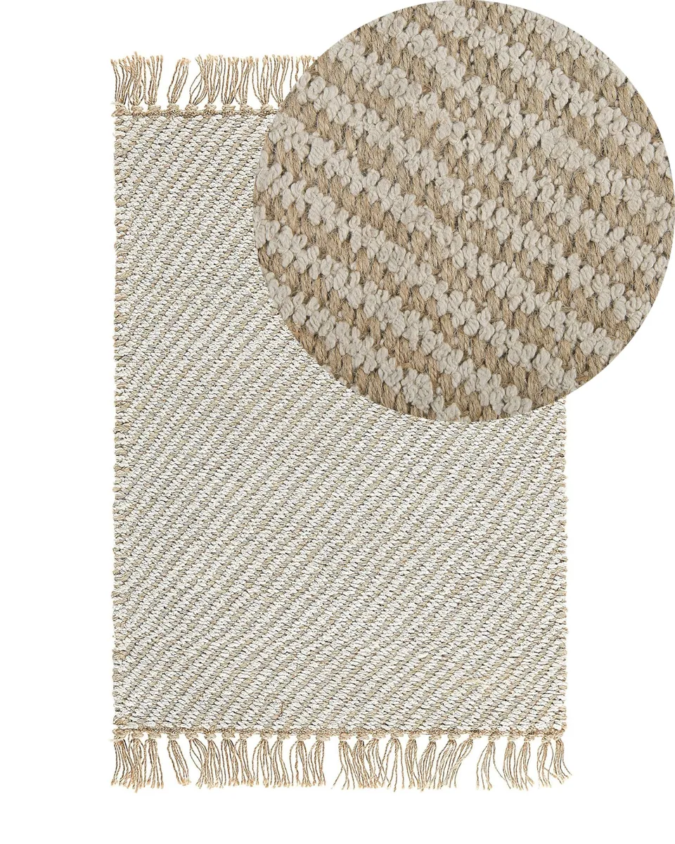 beliani-aladag-teppich-beige-50x80-cm-mit-fransen image 1
