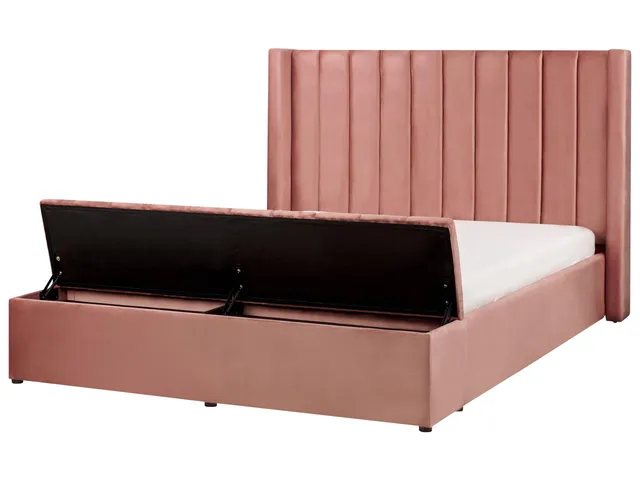 beliani-noyers-samtbett-160x200-rosa-mit-stauraum image 1