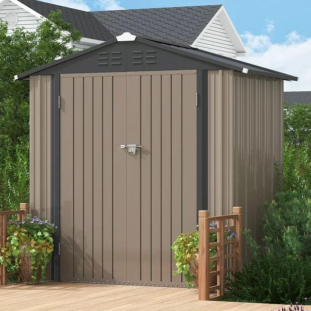 homall-metal-shed-ger-tehaus-metall-braun-6x8 image 2