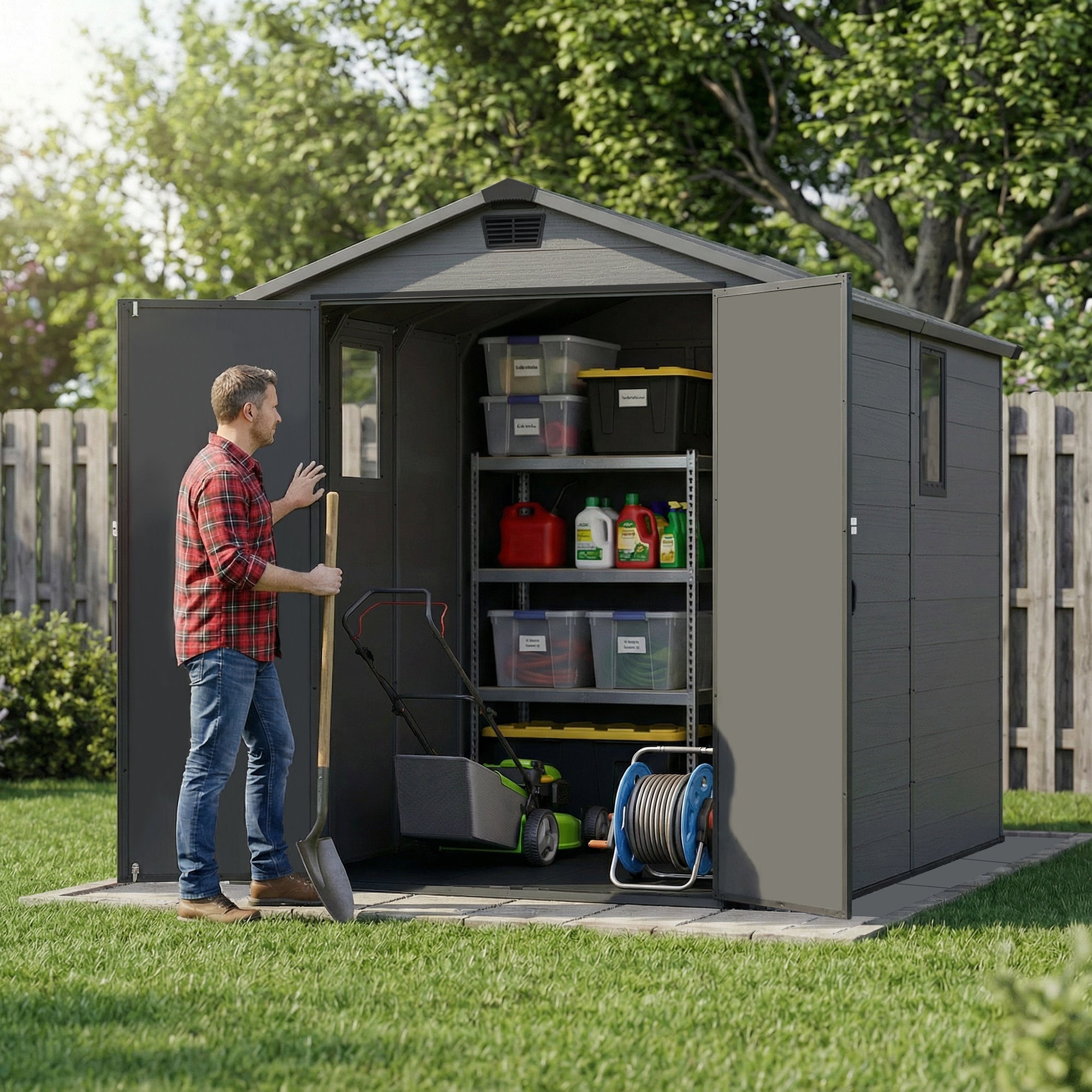 homall-metal-shed-6x10ft-ger-tehaus-dunkelgrau-holzoptik image 3