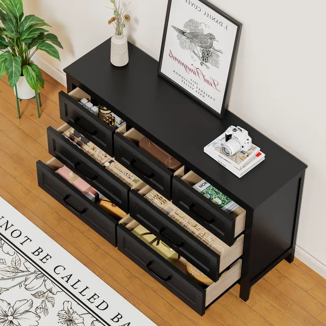 homall-bedroom-kommode-braun-7-schubladen-137-cm-mit-kippschutz image 1